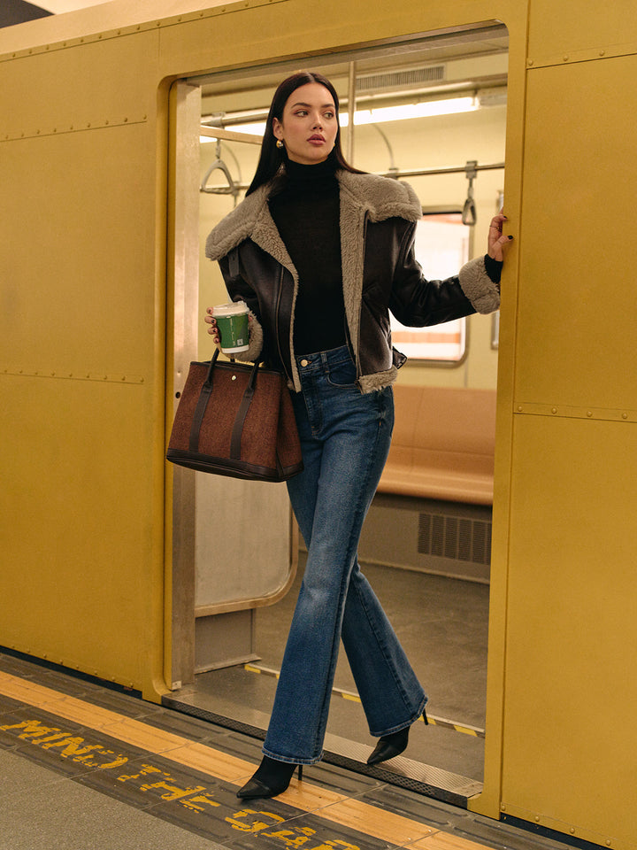 Faux leather zip jacket