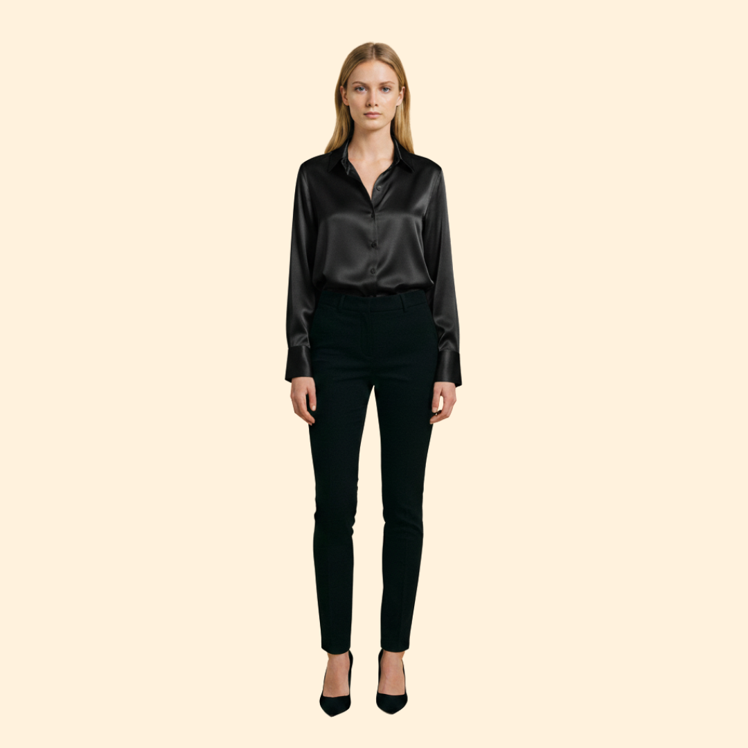 Women’s Button Up Blouse with Satin Finish