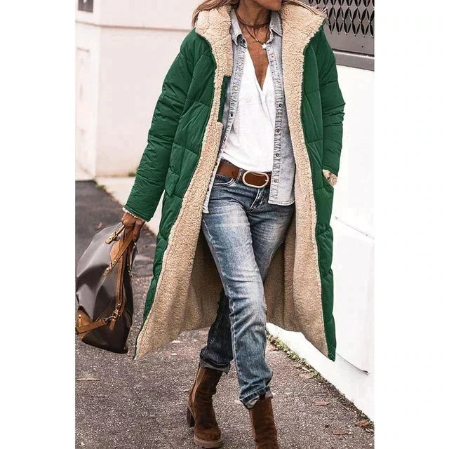 | Reversible Long Sherpa Puffer Jacket (with Hood)