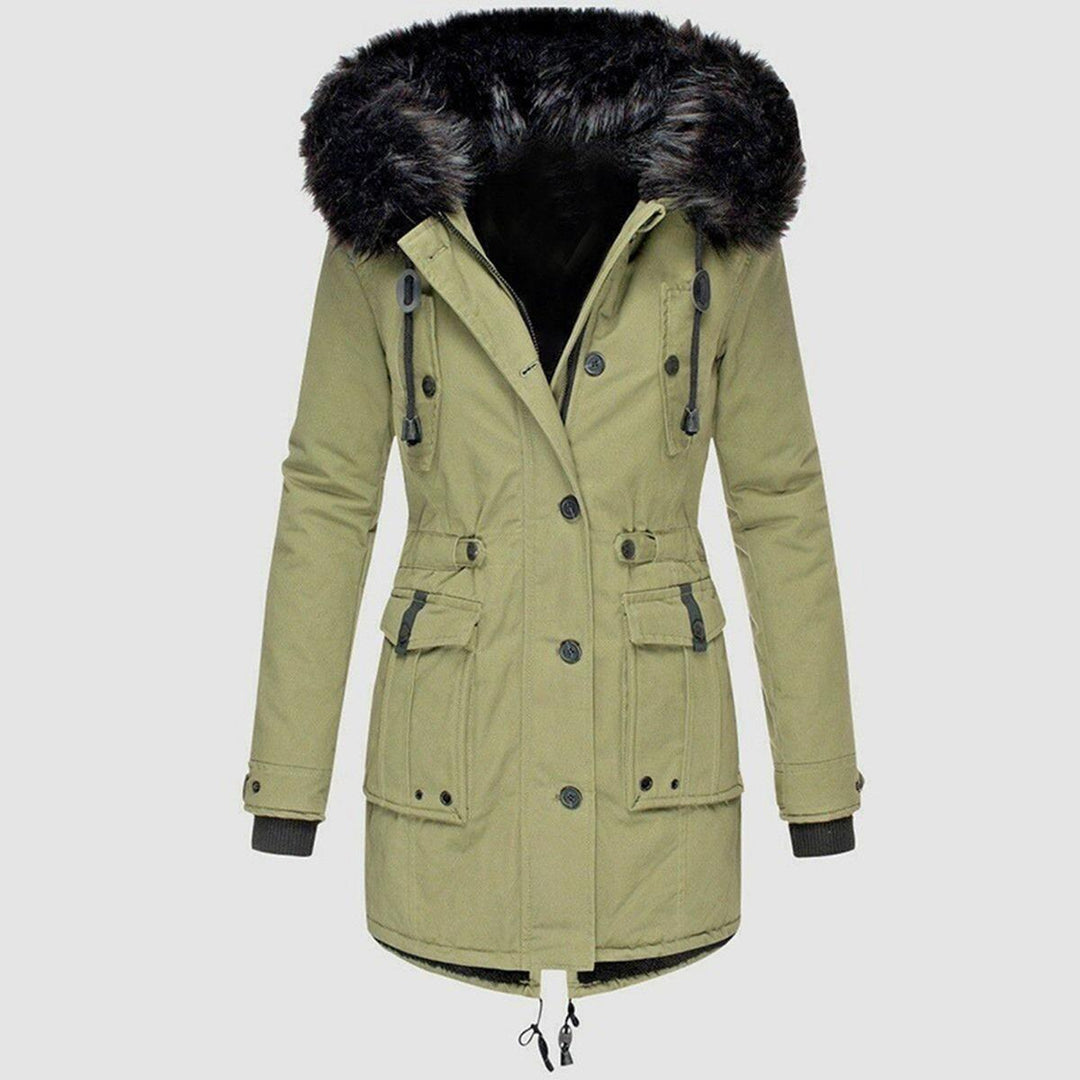 Elegant Winter parka with faux fur hood