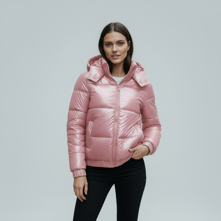 Padded shiny hooded Women&