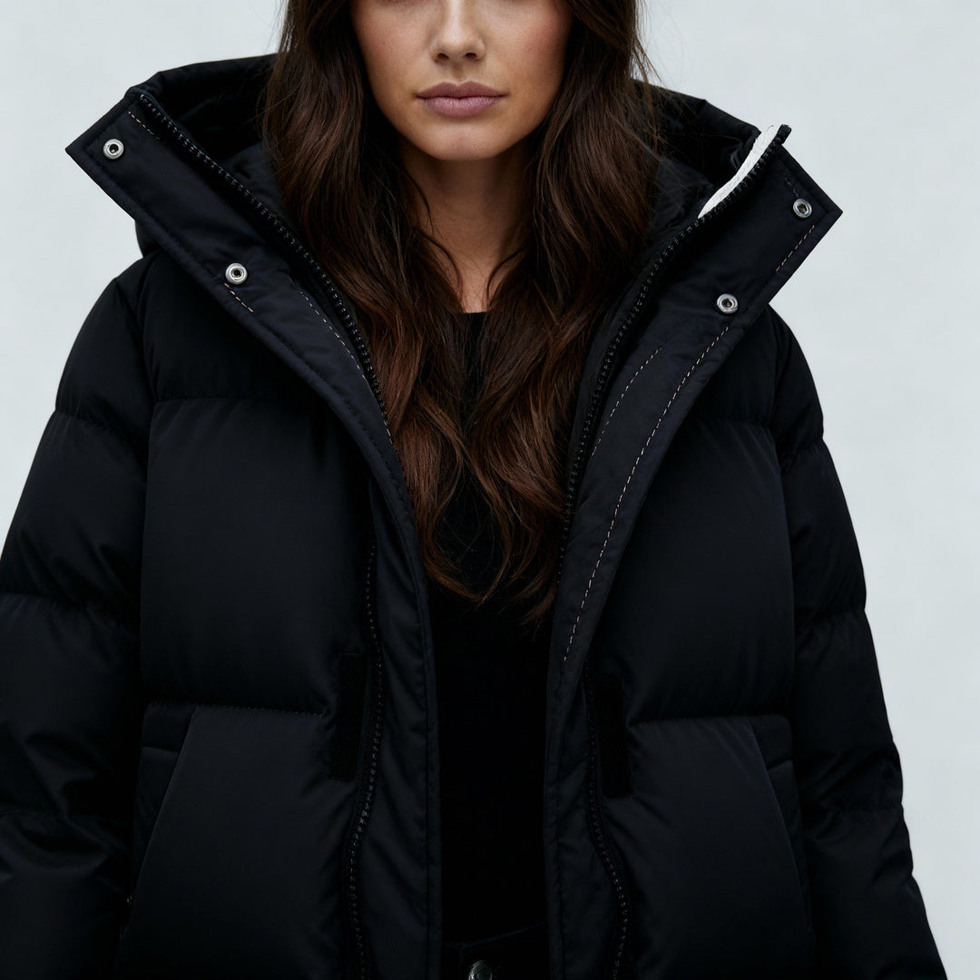 Windproof long jacket winter women