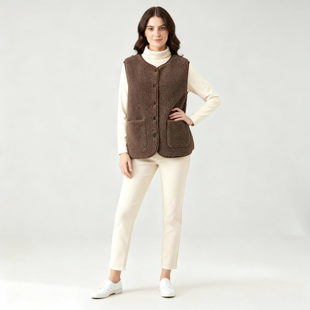 winter warm elegant fleece gilet women
