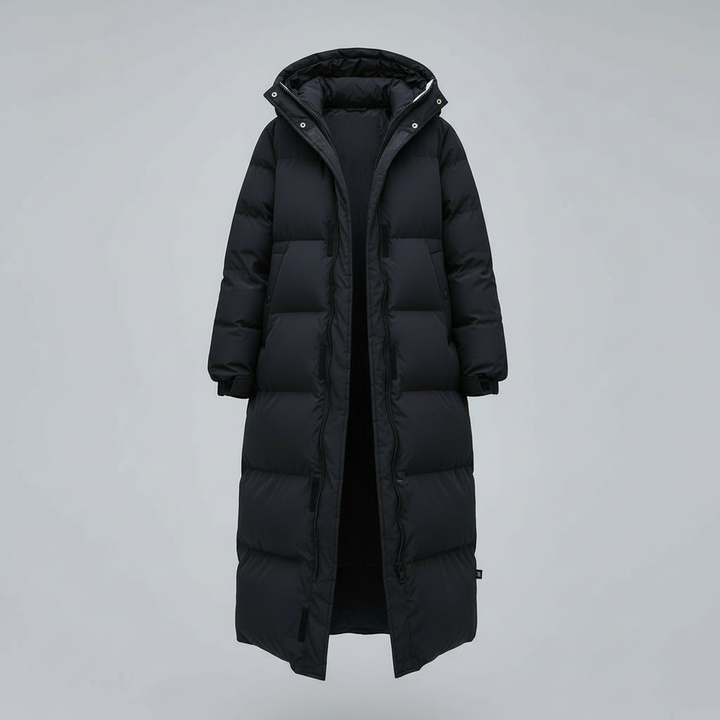 Windproof long jacket winter women