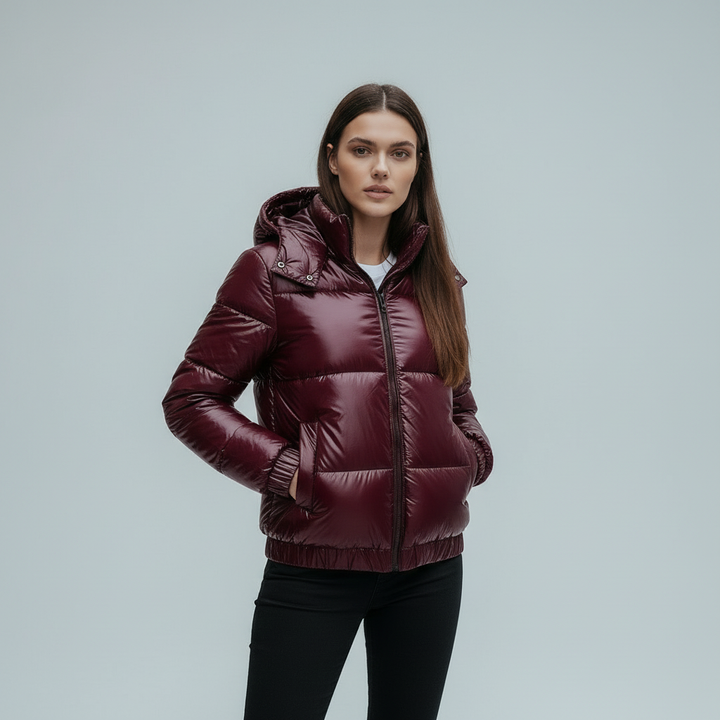 Padded shiny hooded Women&