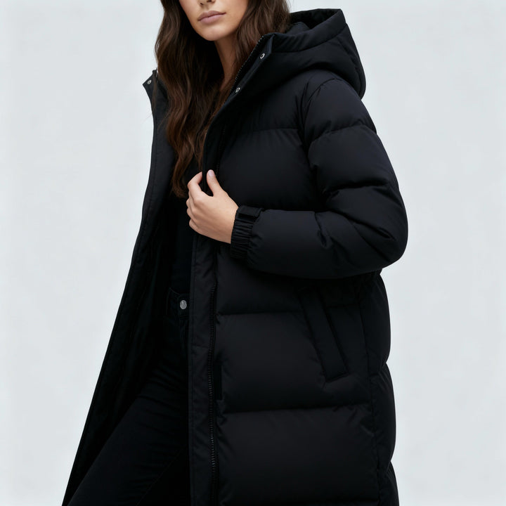 Windproof long jacket winter women