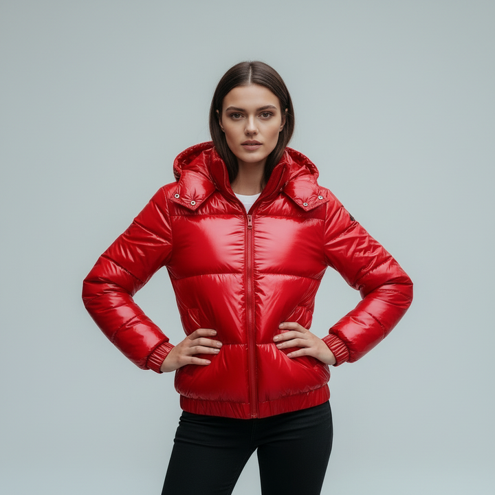 Padded shiny hooded Women&