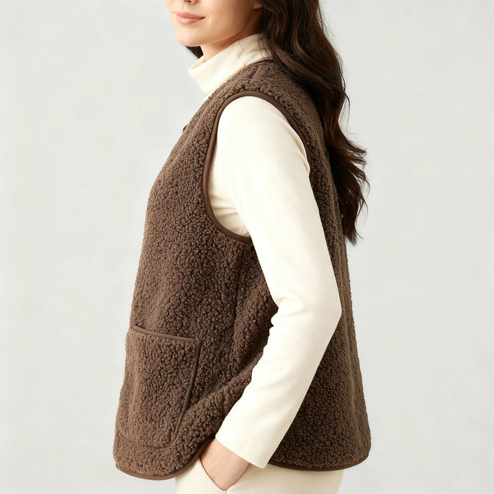 winter warm elegant fleece gilet women