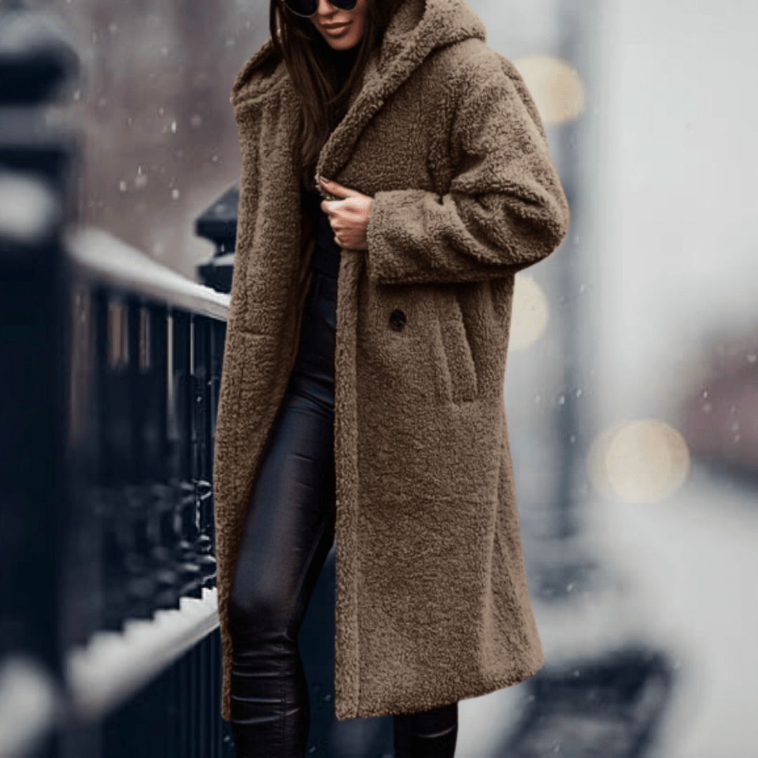 faux fur Lined jacket with hood for women