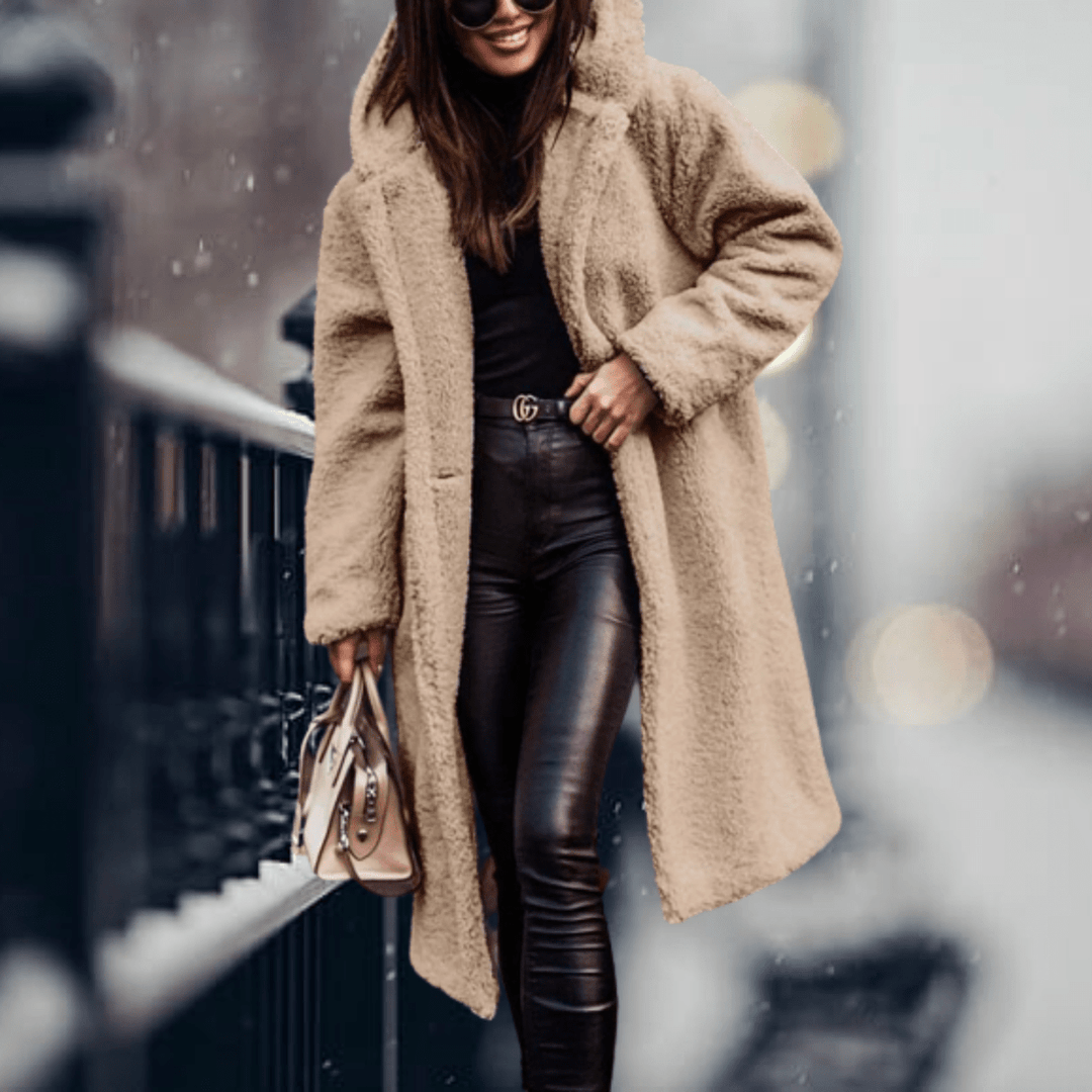 faux fur Lined jacket with hood for women