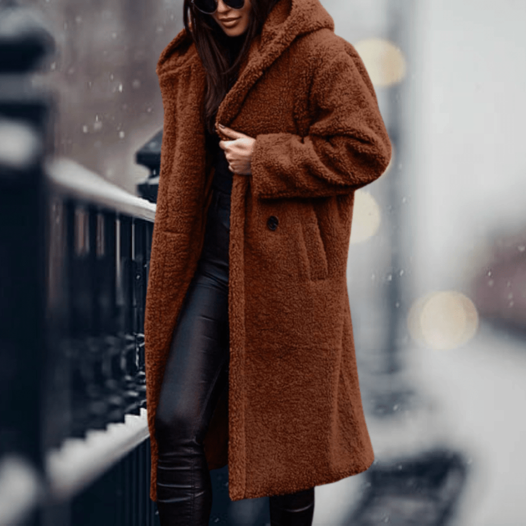 faux fur Lined jacket with hood for women