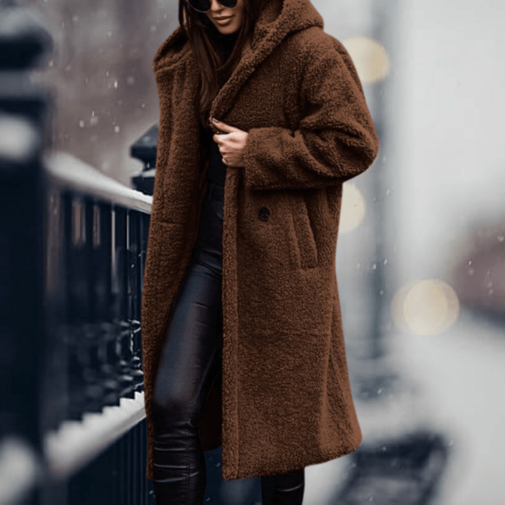 faux fur Lined jacket with hood for women