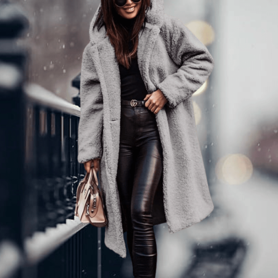 faux fur Lined jacket with hood for women