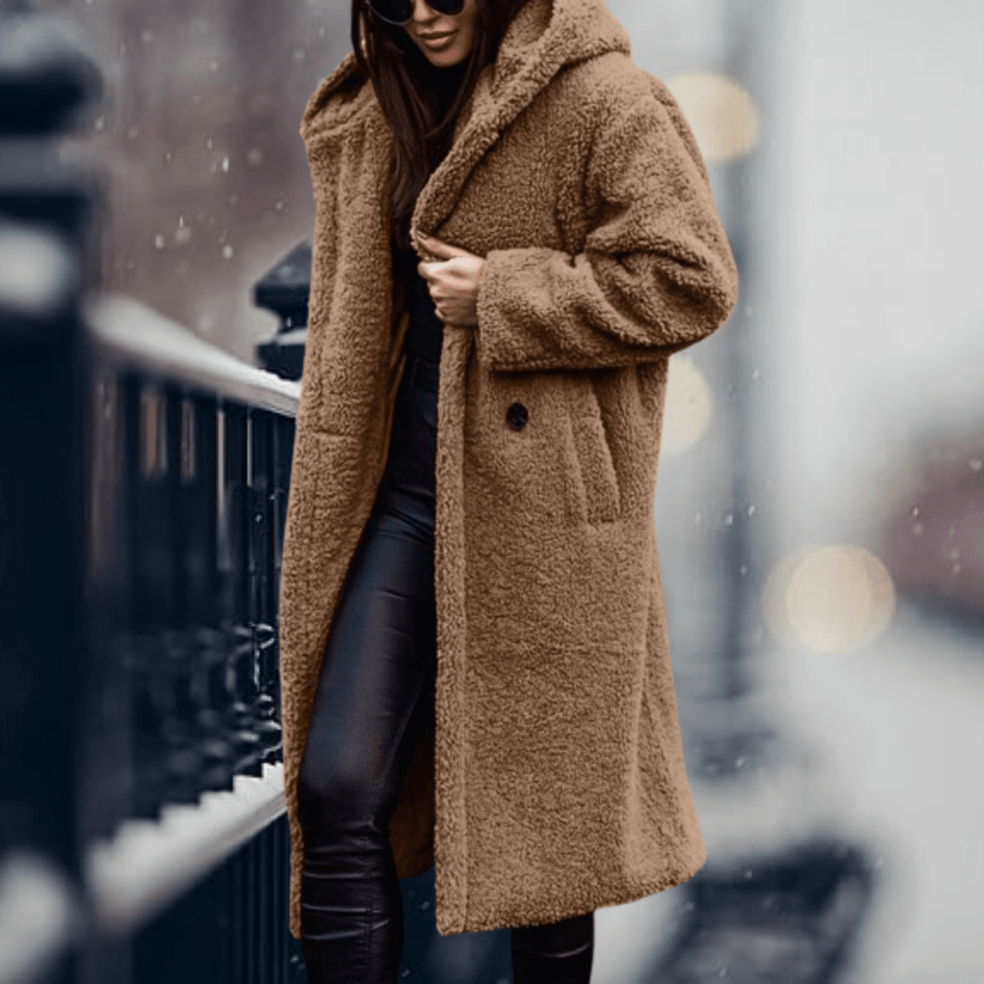 faux fur Lined jacket with hood for women