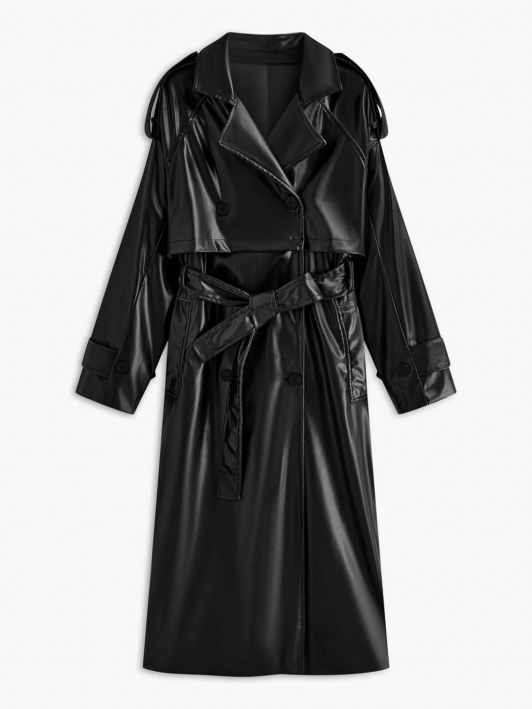 Faux leather long jacket