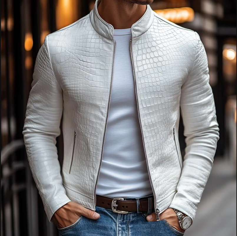 | Luxurious Crocodile Leather Jacket