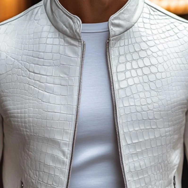 | Luxurious Crocodile Leather Jacket