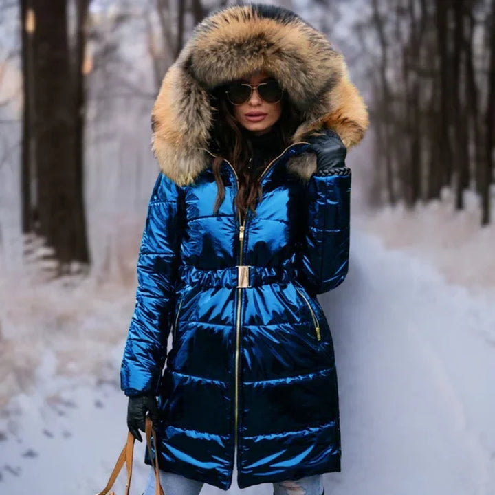 | Warm, Shiny Jacket with Hood