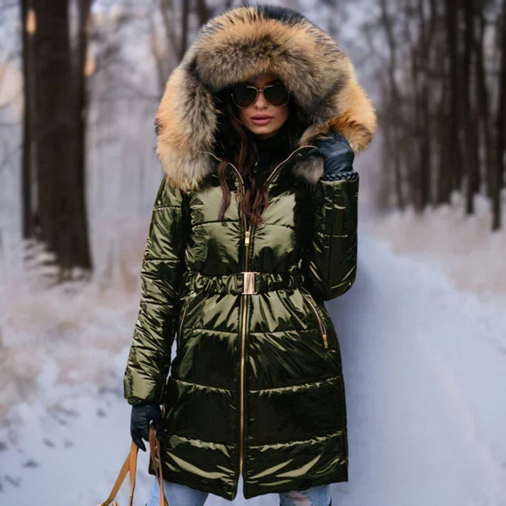 | Warm, Shiny Jacket with Hood