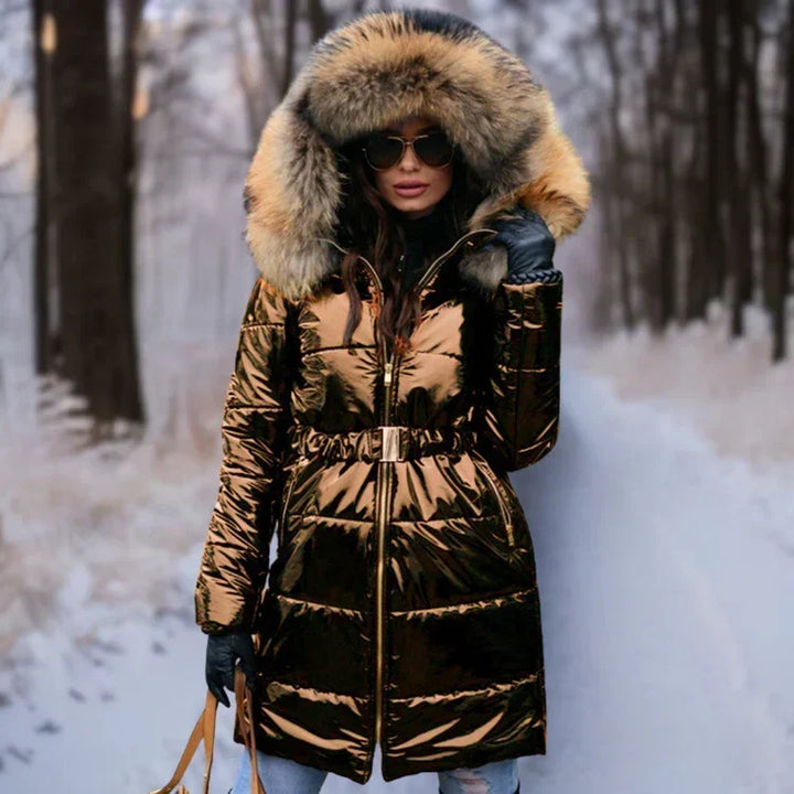| Warm, Shiny Jacket with Hood