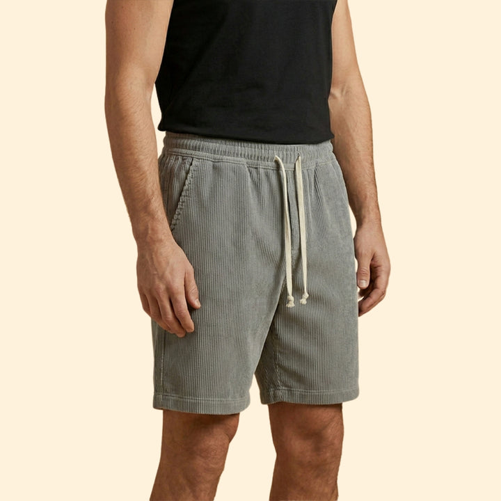 Men's Corduroy Shorts with Drawstring Waistband