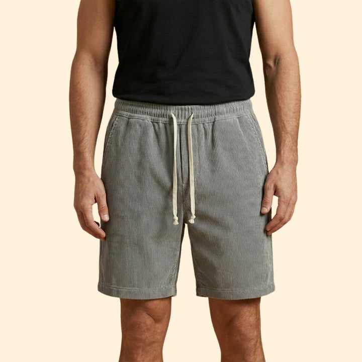 Men's Corduroy Shorts with Drawstring Waistband