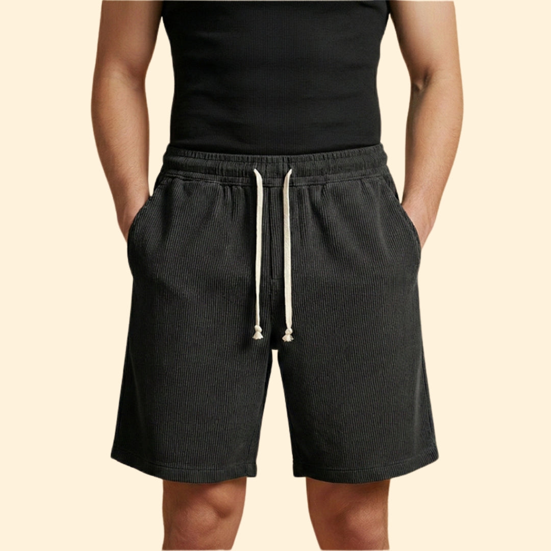 Men's Corduroy Shorts with Drawstring Waistband