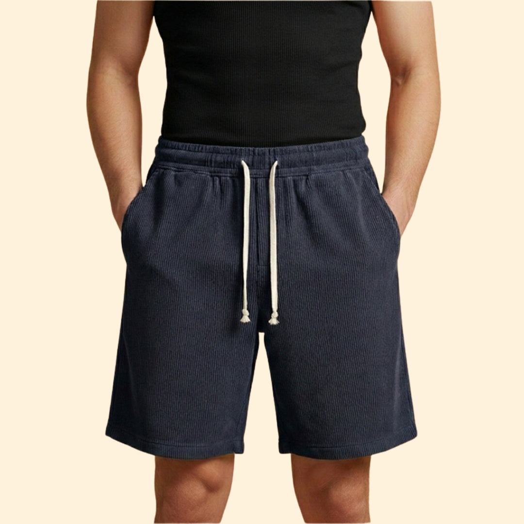 Men's Corduroy Shorts with Drawstring Waistband