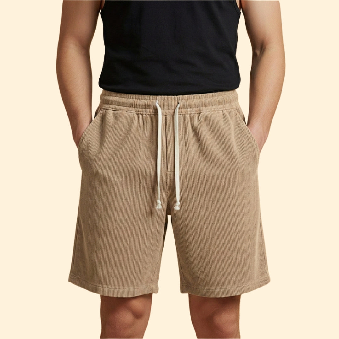 Men's Corduroy Shorts with Drawstring Waistband