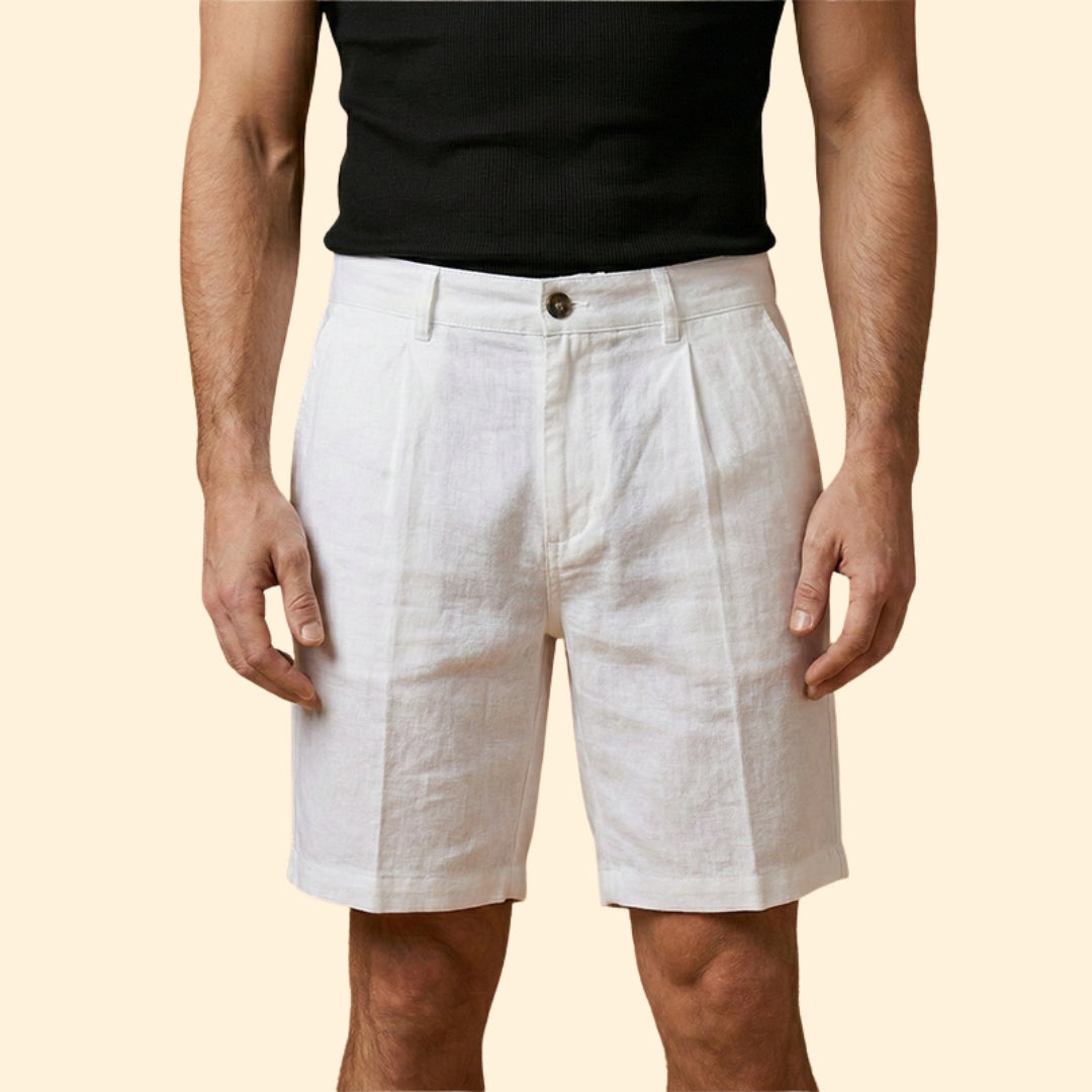 Men’s Linen Shorts with Button Fastening