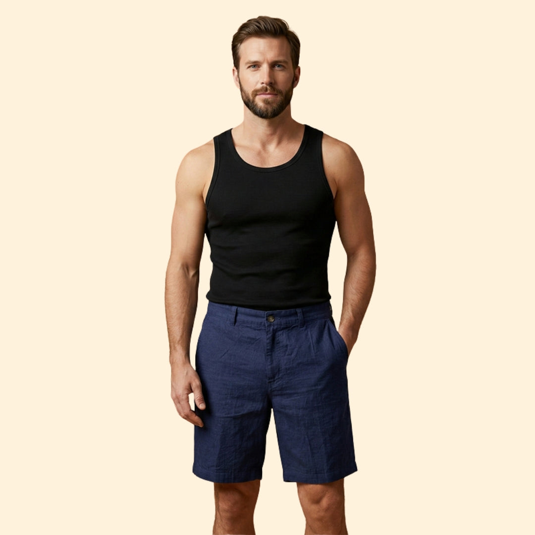 Men’s Linen Shorts with Button Fastening