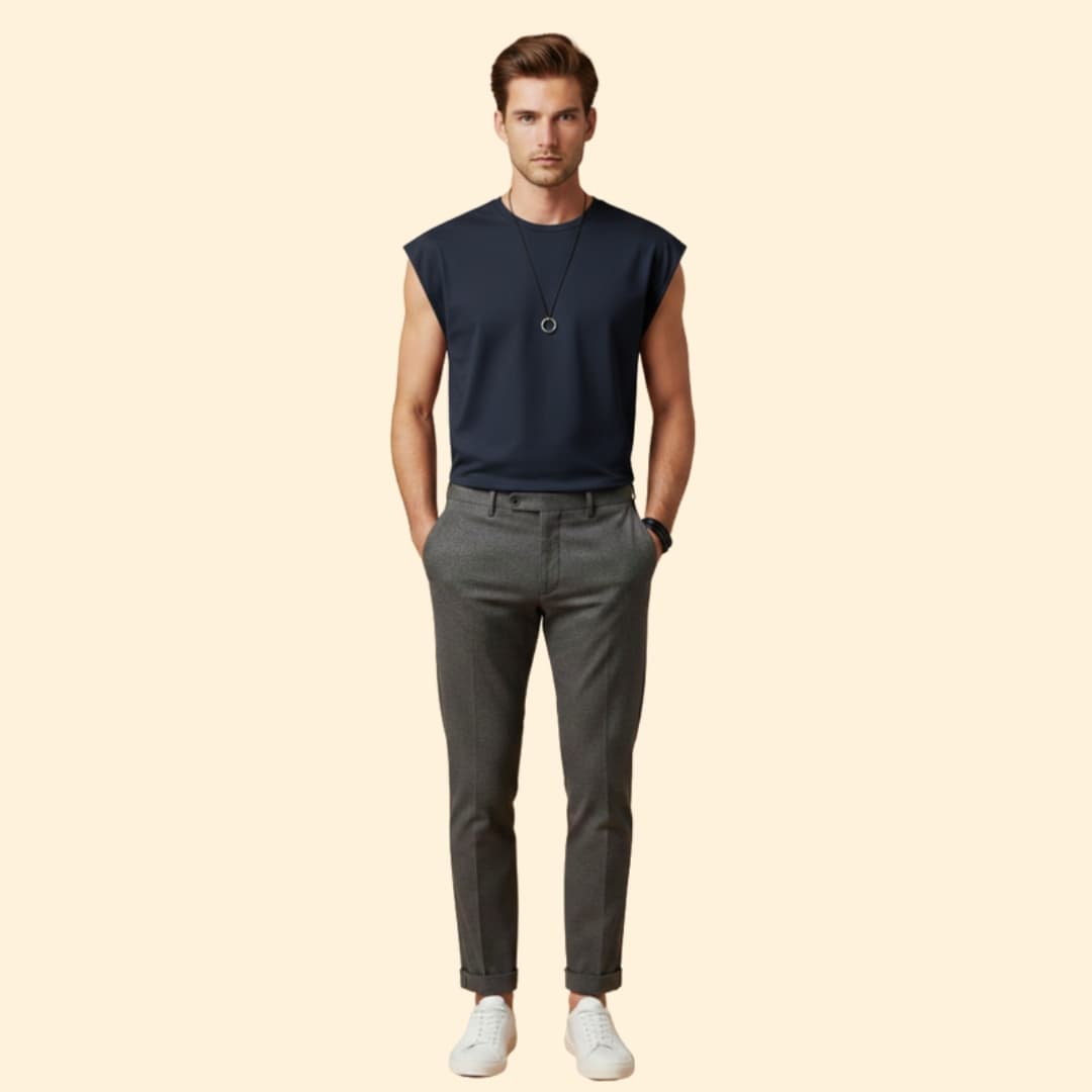 Men’s Sleeveless T-shirt with Solid Color