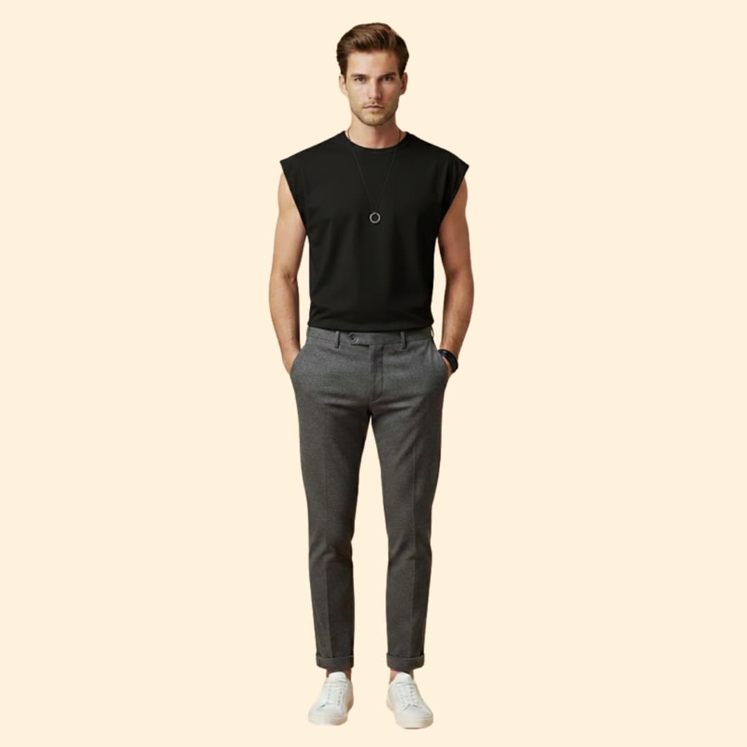 Men’s Sleeveless T-shirt with Solid Color