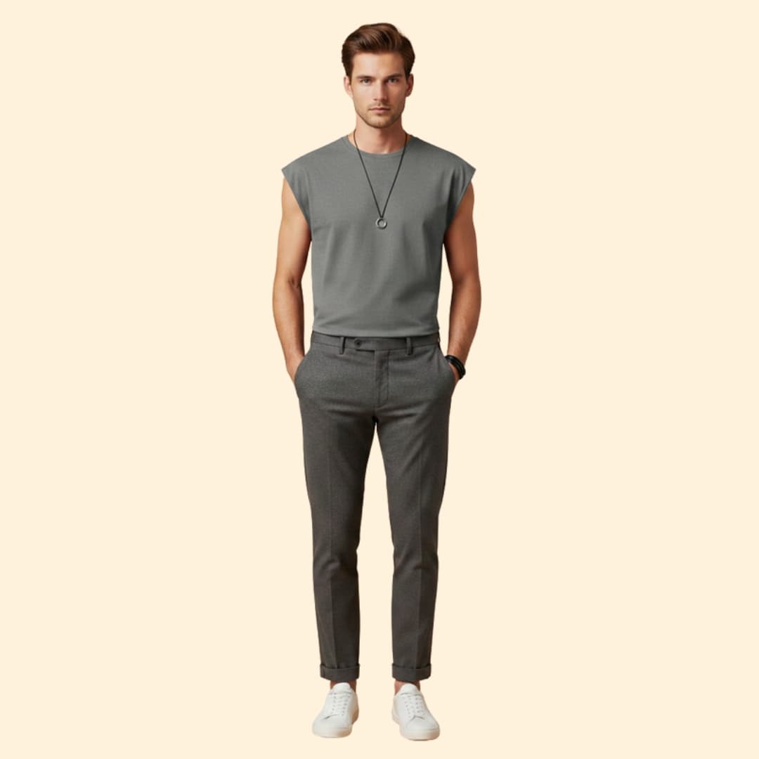 Men’s Sleeveless T-shirt with Solid Color
