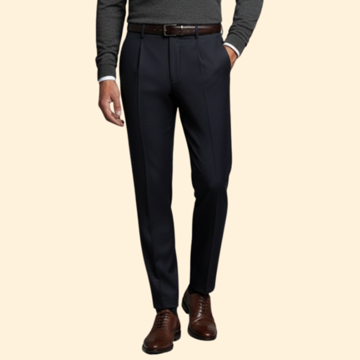 Men’s Slim Fit Trousers with Flat Front