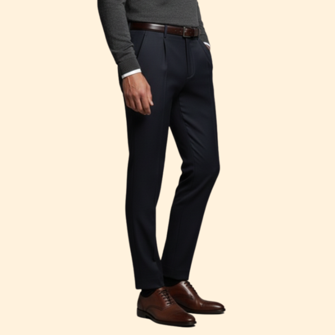 Men’s Slim Fit Trousers with Flat Front