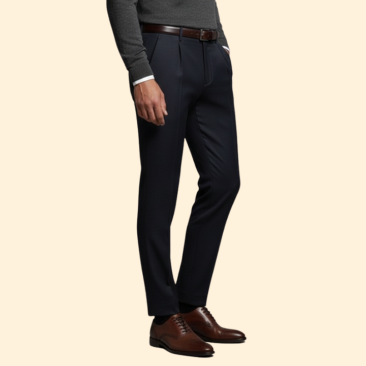 Men’s Slim Fit Trousers with Flat Front