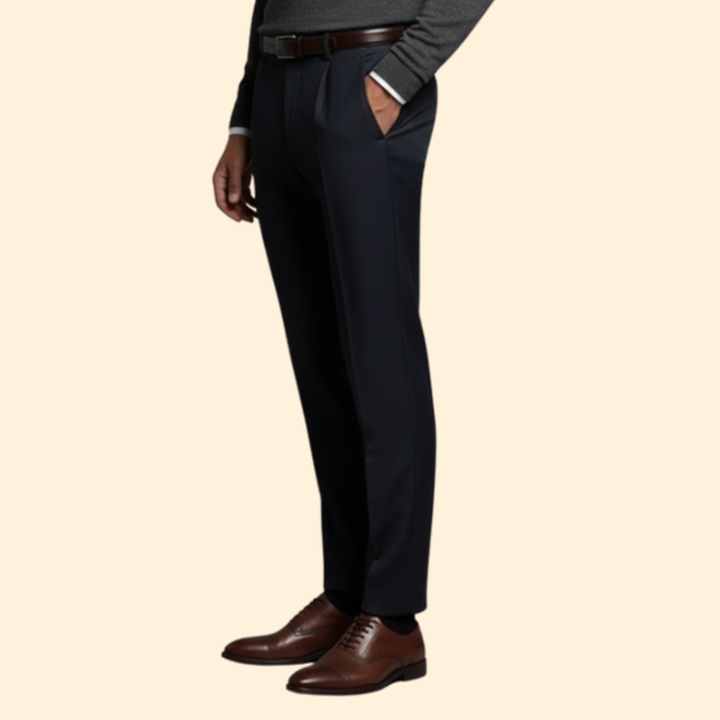 Men’s Slim Fit Trousers with Flat Front