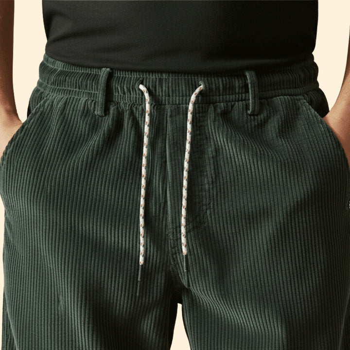 Men's Summer Corduroy Shorts with Drawstring Waistband