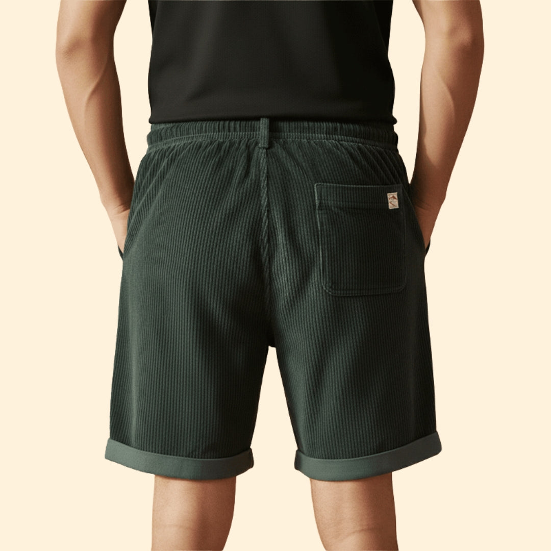 Men's Summer Corduroy Shorts with Drawstring Waistband