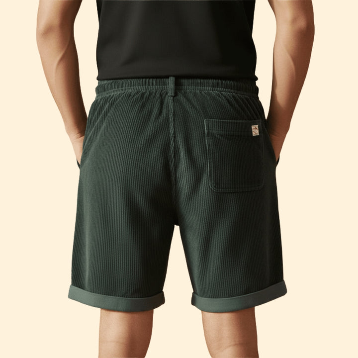 Men's Summer Corduroy Shorts with Drawstring Waistband