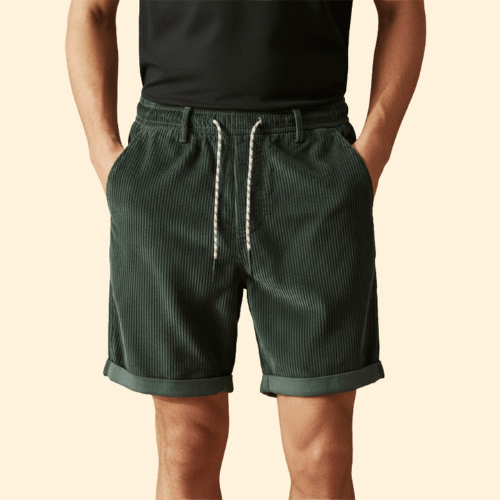 Men's Summer Corduroy Shorts with Drawstring Waistband