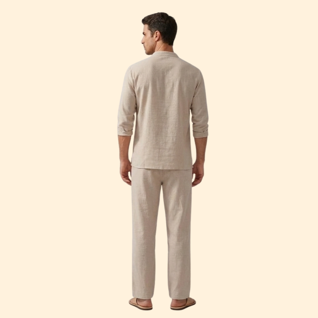 Men’s Two-Piece Set with Lace-Up Shirt