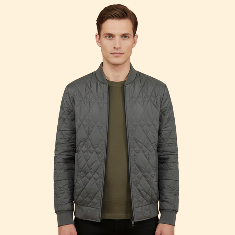 Men’s Bomber Jacket with Zipper Closure