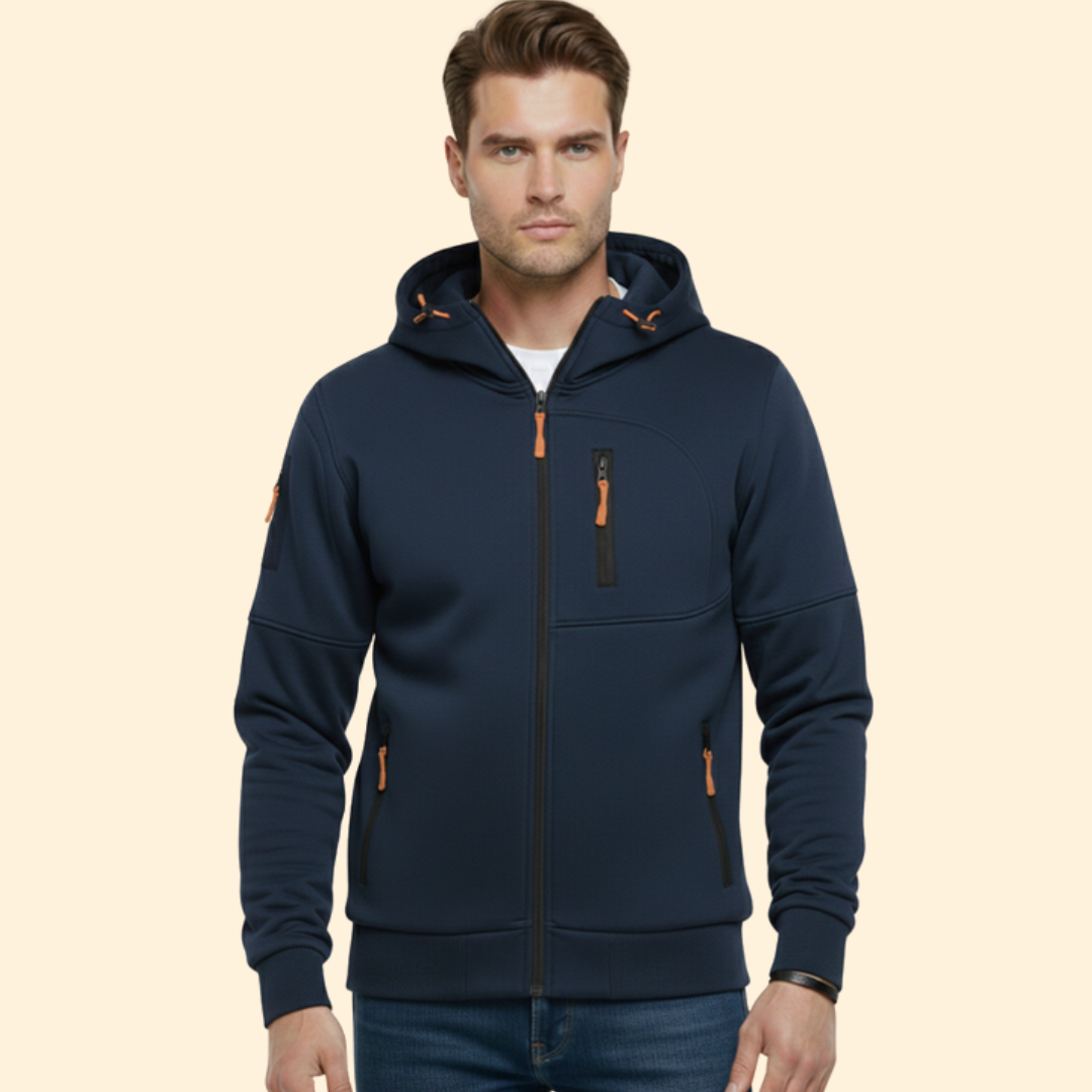 Men’s Hooded Jacket with Front Zipper