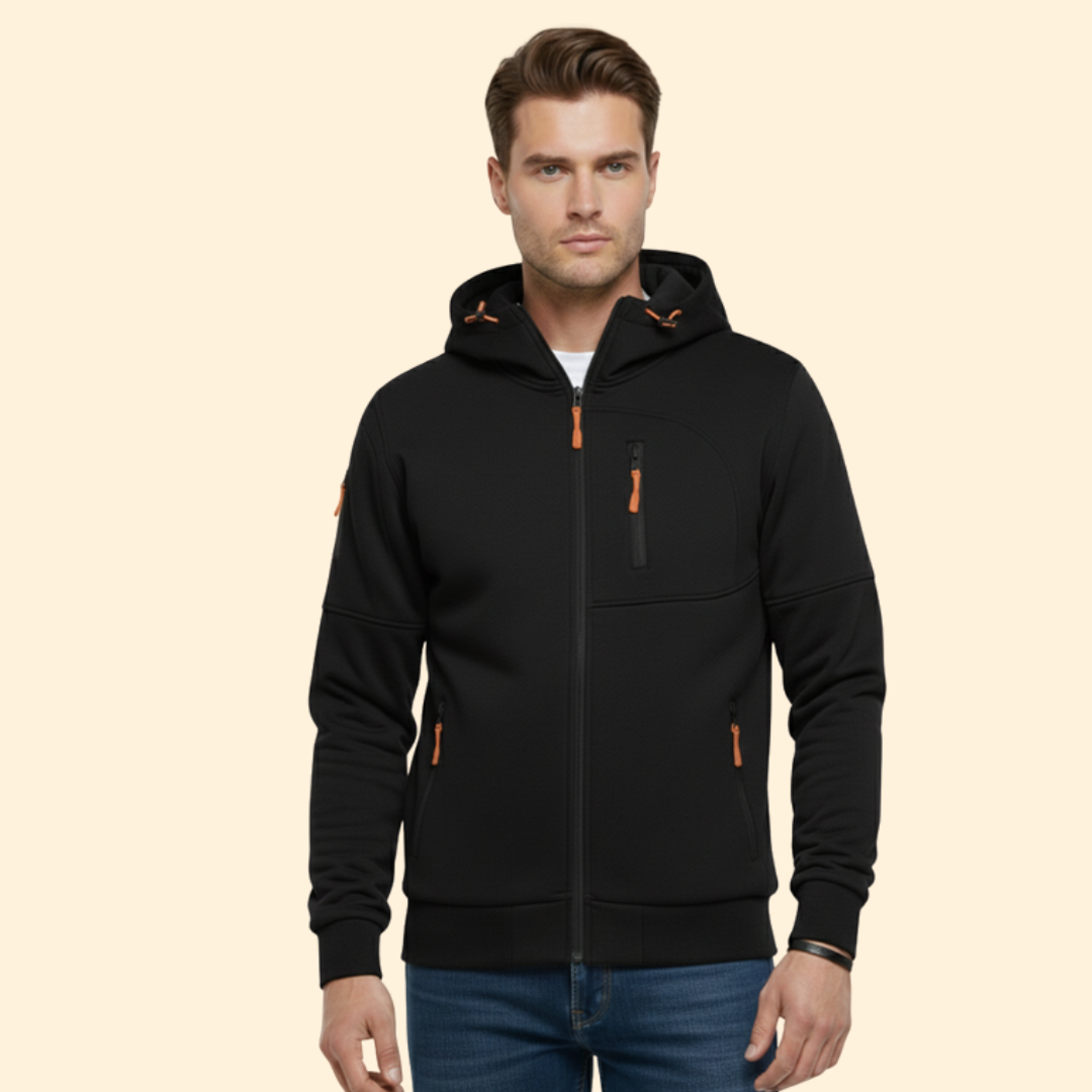 Men’s Hooded Jacket with Front Zipper
