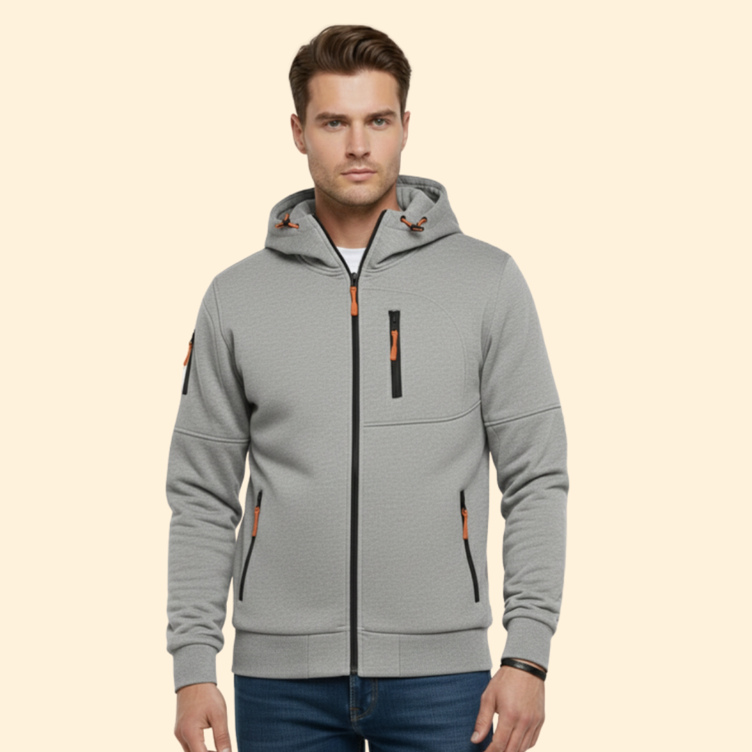 Men’s Hooded Jacket with Front Zipper