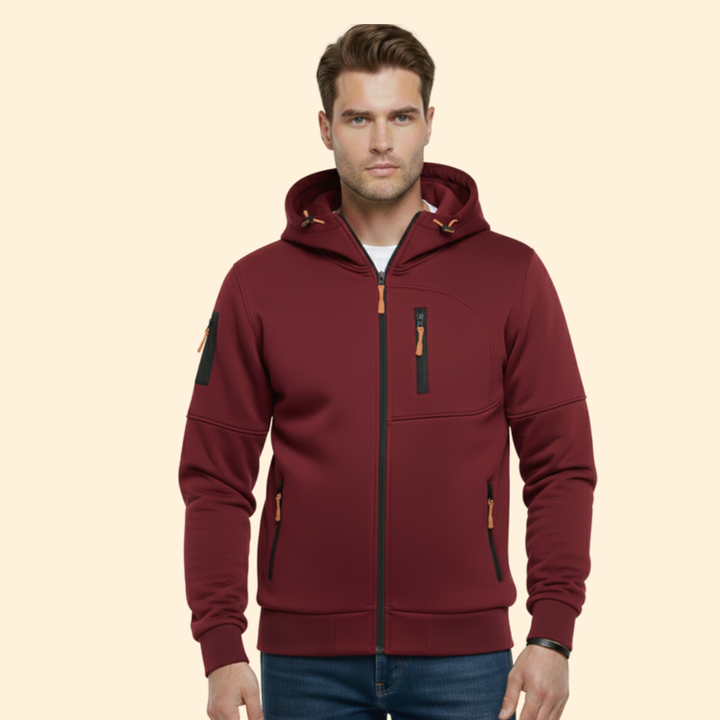 Men’s Hooded Jacket with Front Zipper