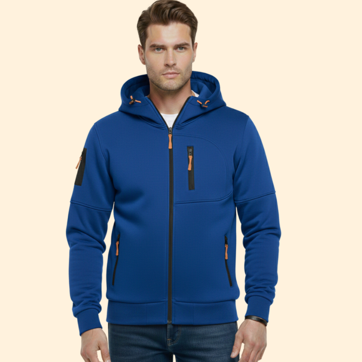 Men’s Hooded Jacket with Front Zipper