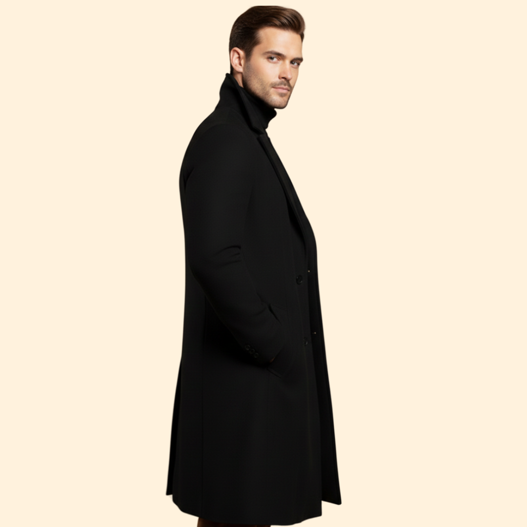 Men’s Long Coat with Front Slip Pockets